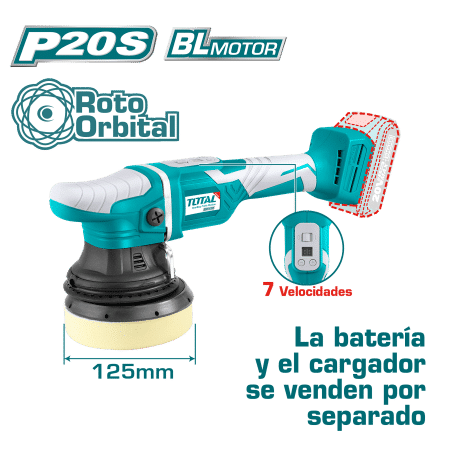 PULIDORA ROTO-ORBITAL 20V 125MM(5”) 2000-4800RPM BRUSHLESS 7 VELOC. INDUSTRIAL