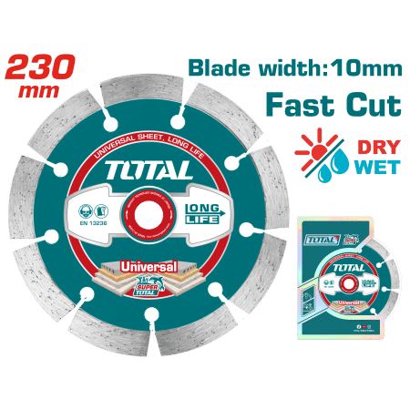 DISCO DIAMANTADO SEGMENTADO 230MMX22.2MM HOJA:10MM HUMEDO/SECO