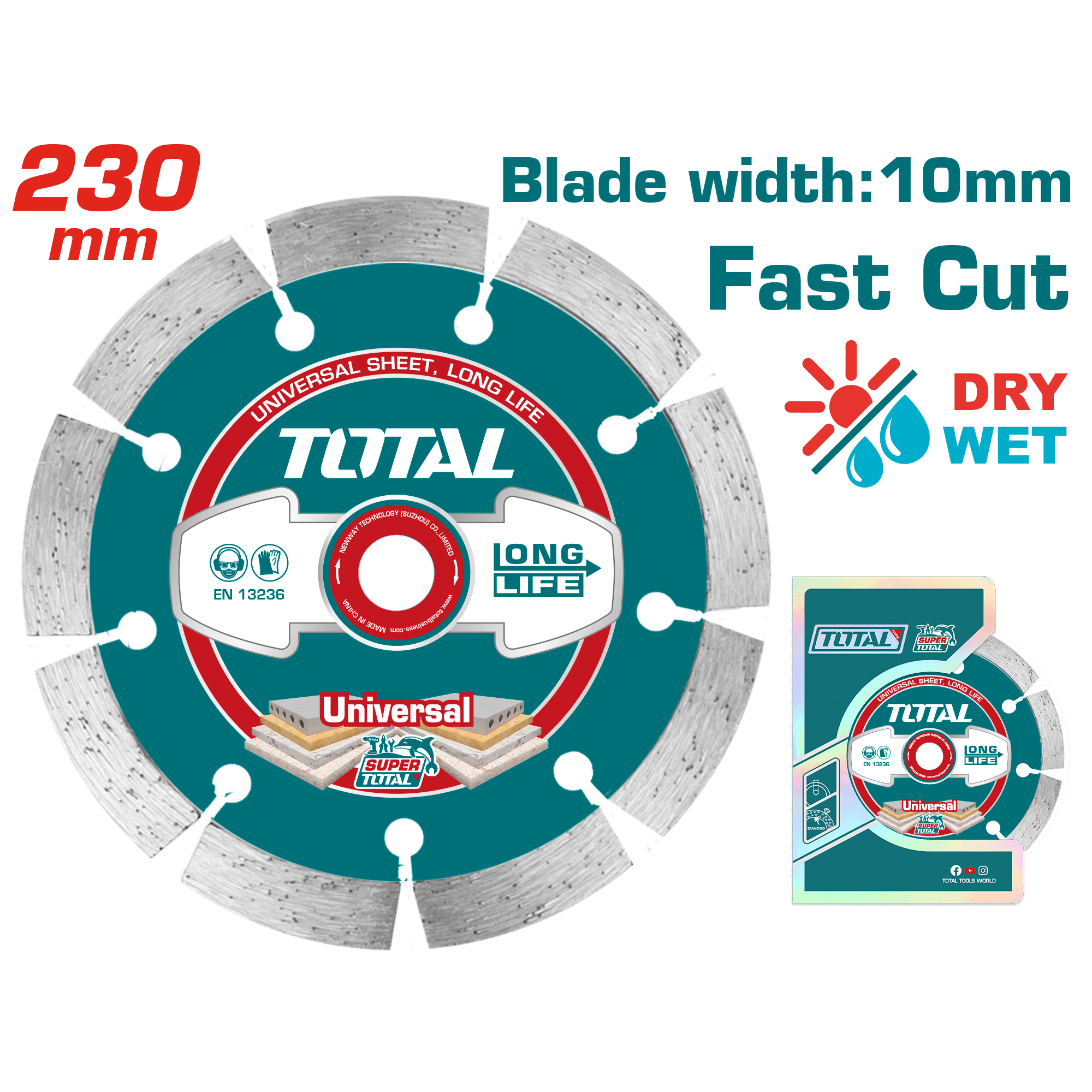 DISCO DIAMANTADO SEGMENTADO 230MMX22.2MM HOJA:10MM HUMEDO/SECO