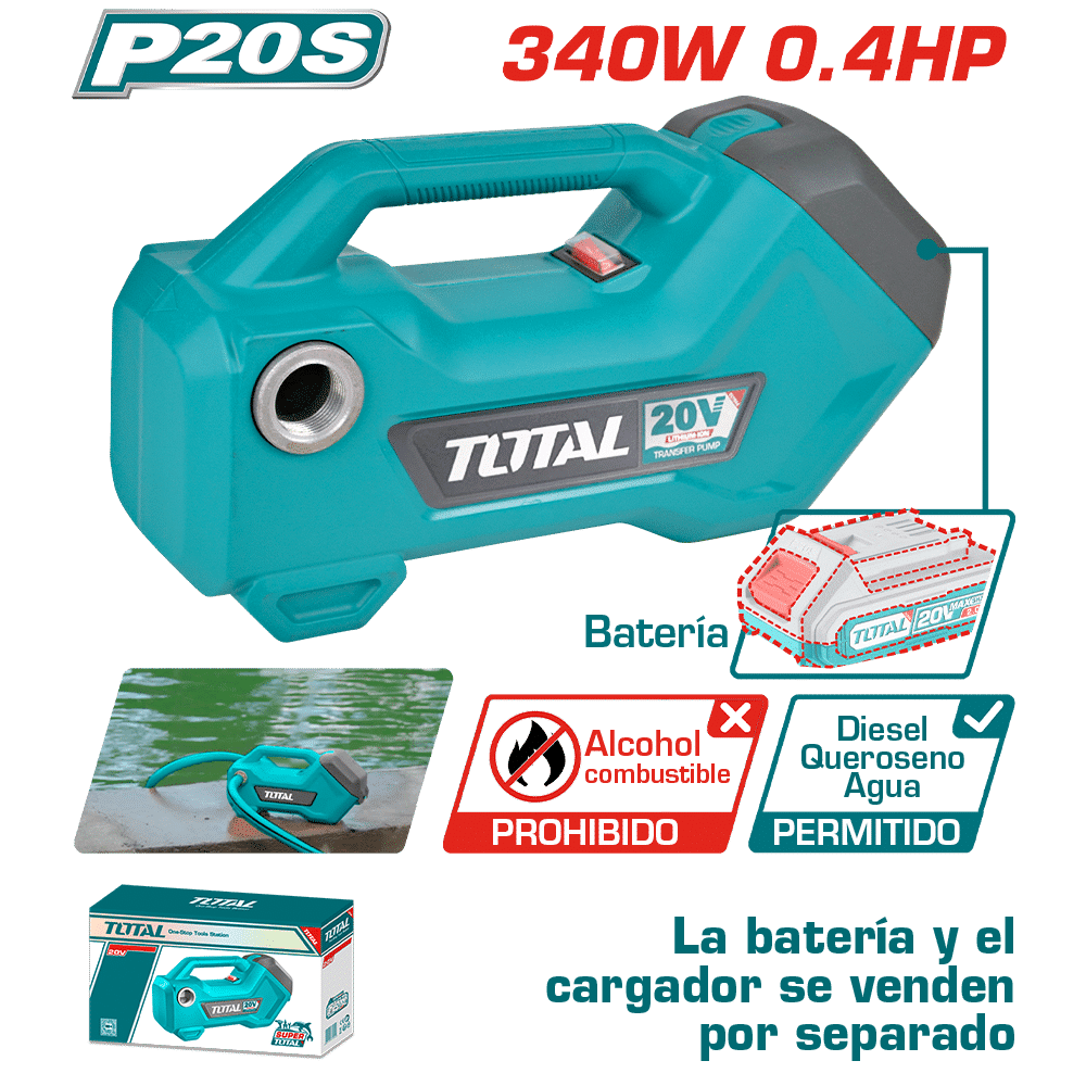 BOMBA DE TRANSFERENCIA LI-ION 20V 3/4" 4500RPM 48L/MIN
