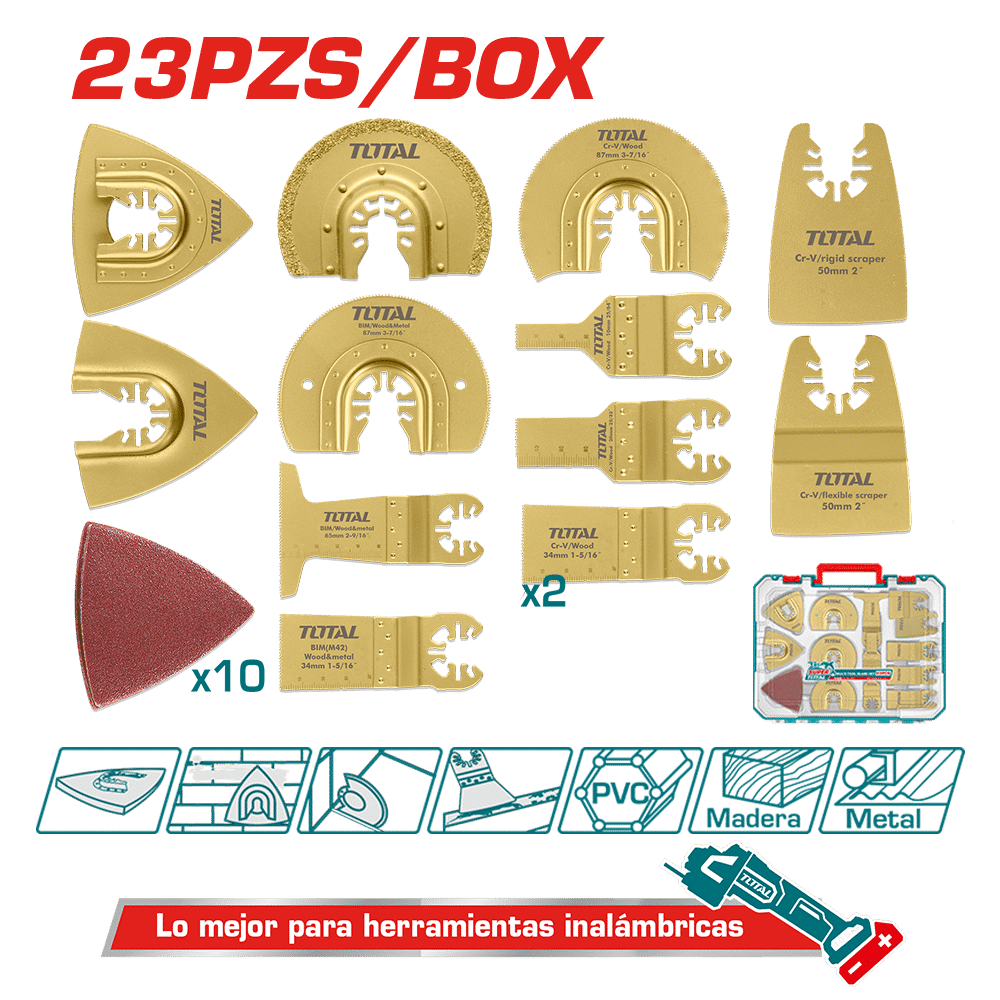 KIT DE ACCESORIOS PARA MULTI-HERRAMIENTA 23PCS EN MALETIN