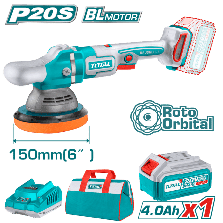 PULIDORA ROTO-ORBITAL 20V 150MM(6'') 2000-4500RPM BRUSHLESS 1X4.0AH M. LONA INDUSTRIAL