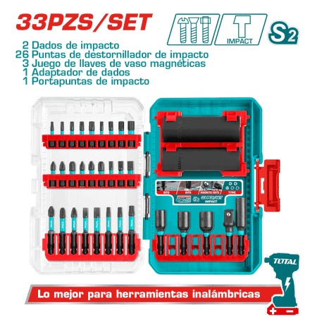 SET PUNTAS Y SOCKET DE IMPACTO 33PCS ESTUCHE INDUSTRIAL