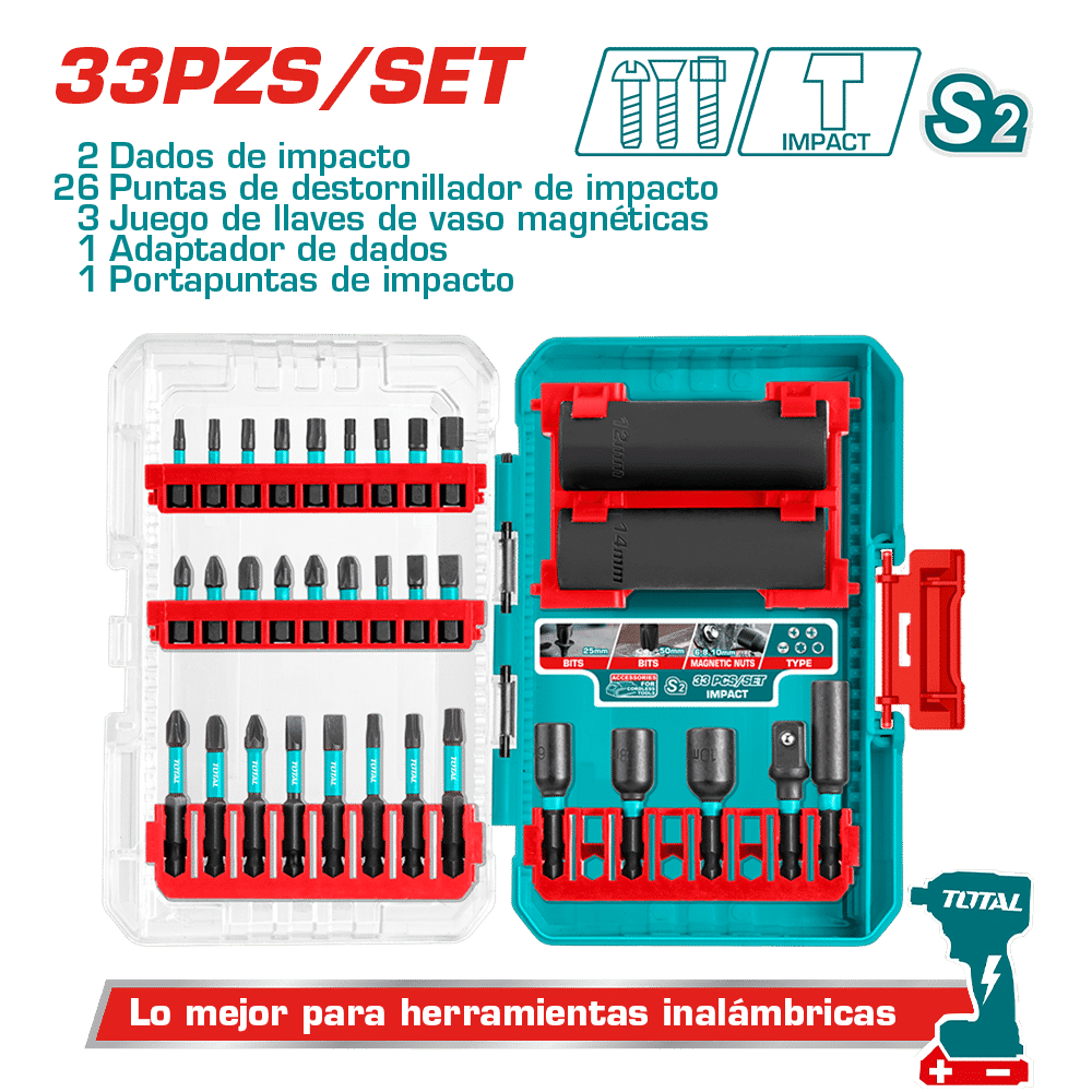 SET PUNTAS Y SOCKET DE IMPACTO 33PCS ESTUCHE INDUSTRIAL