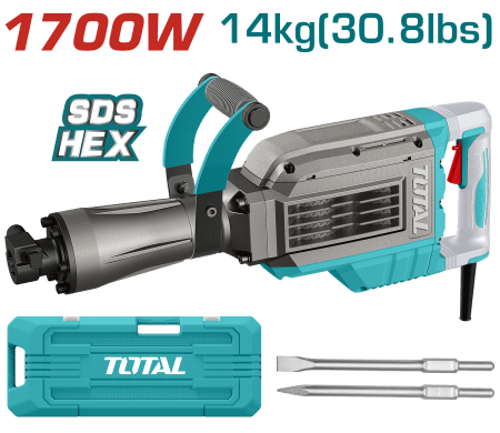 DEMOLEDOR SDS HEX 1700W 2000BPM 60J 14KG +ACC MALETIN INDUSTRIAL