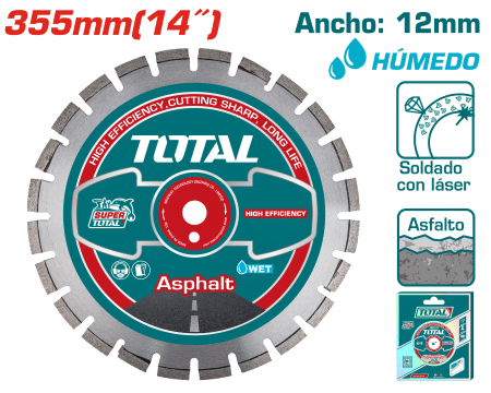 DISCO DIAMANTADO P/PISO ASFALTO 355X25.4MM HOJA:12MM HUMEDO