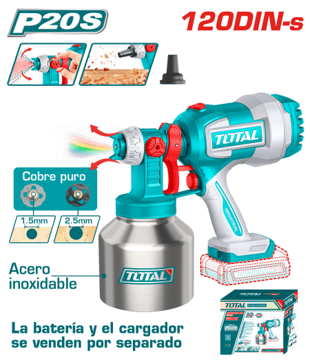 PISTOLA PINTAR 20V 800ML/MIN 120DIN-S CAP:1000ML TANQUE METAL
