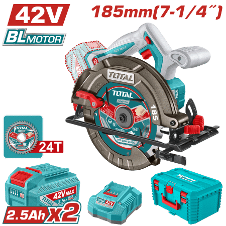 SIERRA CIRCULAR 42V BL 4800RPM 185MM  2X2.5AH +ACC MALETIN INDUSTRIAL