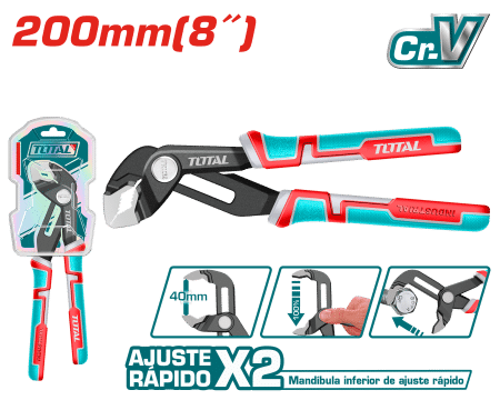 ALICATE PARA TUBOS 08'' 200MM MAX:40MM CR-V 2XF RAPIDO / MANGO TPR INDUSTRIAL