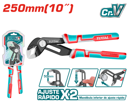 ALICATE PARA TUBOS 10'' 250MM MAX:50MM CR-V 2XF RAPIDO / MANGO TPR INDUSTRIAL