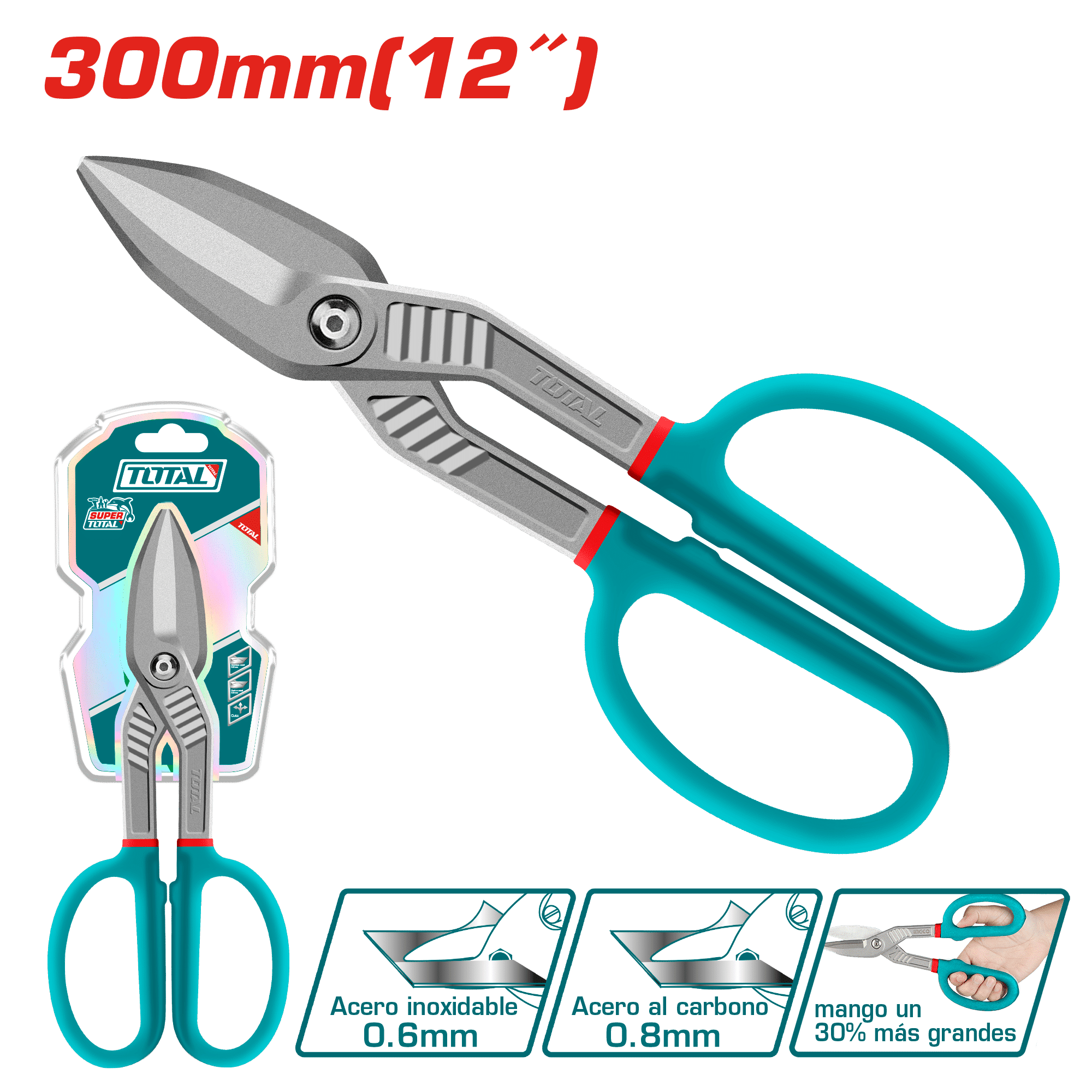 TIJERA HOJALATERA 12'' (300MM) ACERO AL CARBON < 0.8MM INDUSTRIAL