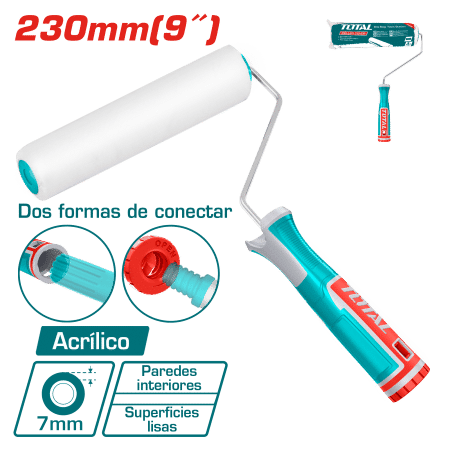 RODILLO P/PINTAR 230MM(9") M. FIBRA 7MM ACRILICO P/INTERIORES INDUSTRIAL