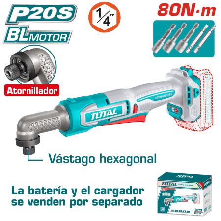 ATORNILLADOR IMPACTO ANGULAR 80NM HEX6.35MM 0-3400BPM INDUSTRIAL