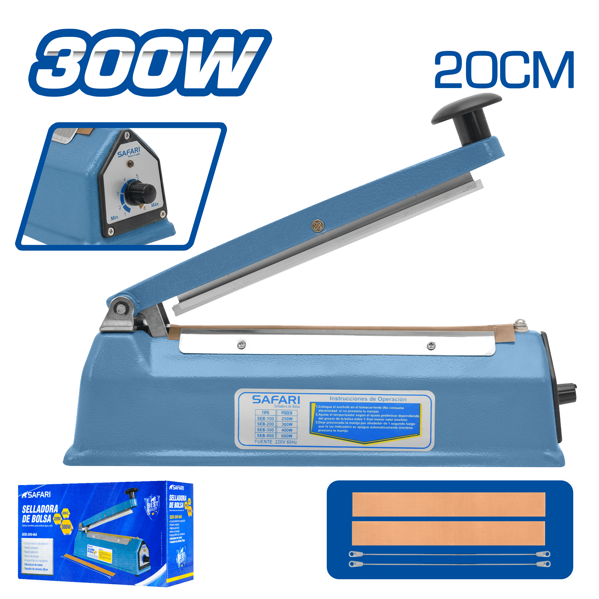 SELLADORA DE BOLSA 20CM METALICO 5mm