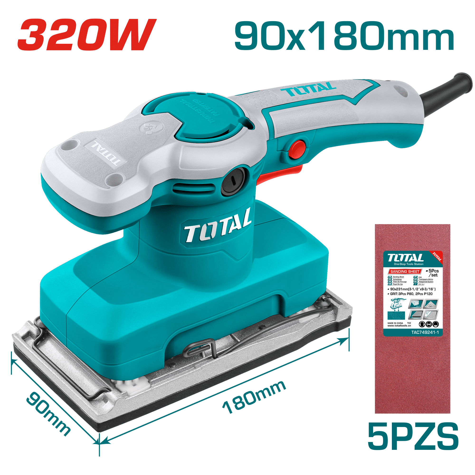 LIJADORA DE ACABADOS 320W 14000RPM 180X90MM INDUSTRIAL