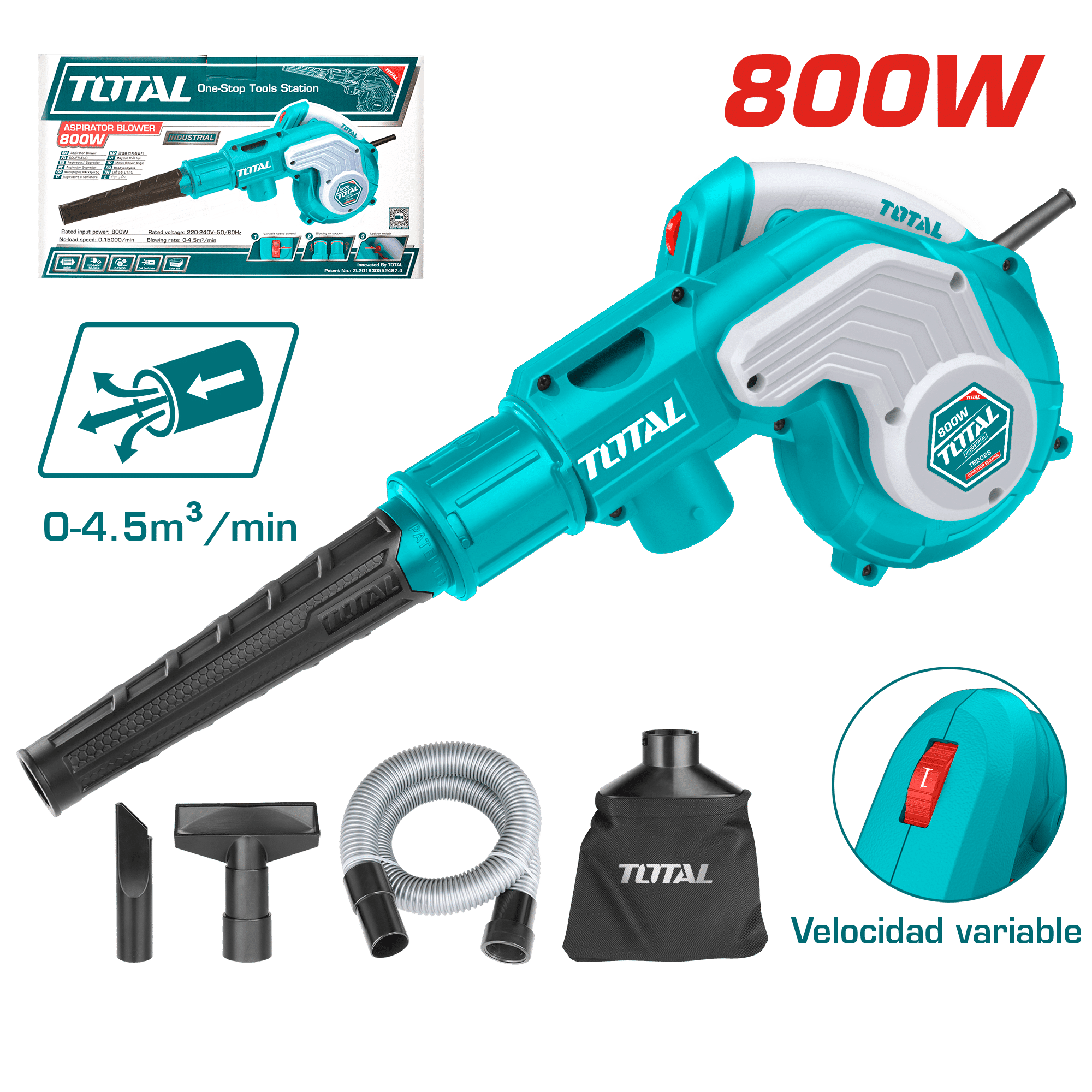 SOPLADORA 220V 800W 15000RPM 3.5M3/MIN FULL INDUSTRIAL