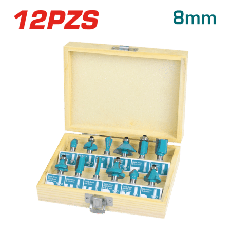 SET DE PUNTAS PARA RUTEADORA 08MM 12PZS/SET CAJA MADERA