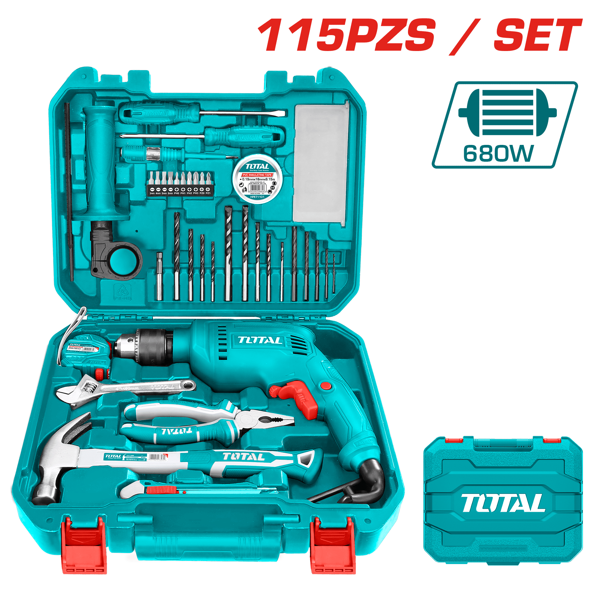 SET DE HERRAMIENTAS CON TALADRO 115 PCS