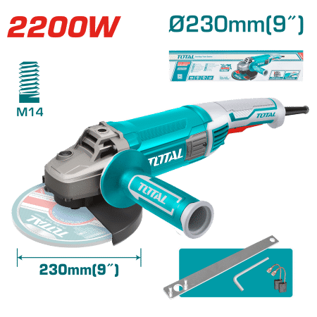 AMOLADORA ANGULAR 09” 230mm 2200W M14 6600RPM INDUSTRIAL