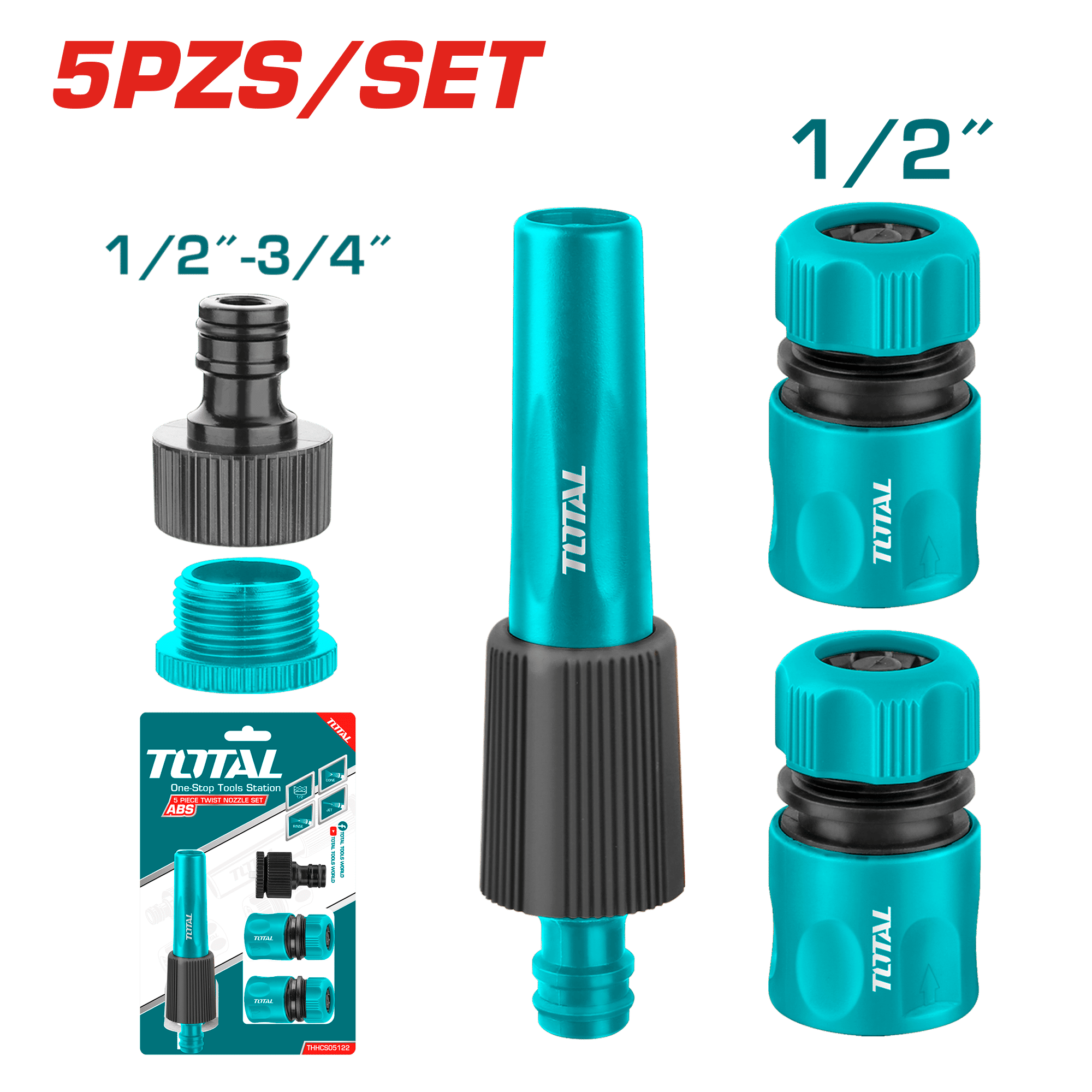 SET DE BOQUILLA Y CONECTORES PARA HIDROLAVADORA BLISTER 5 PZS