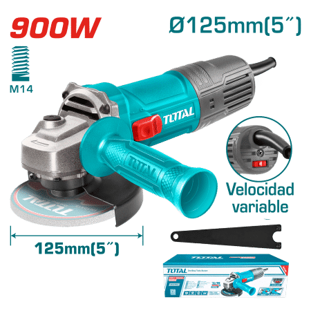 AMOLADORA ANGULAR 05'' 125mm 900W M14 5000-12000RPM VARIABLE MANGO CORTO INDUSTRIAL