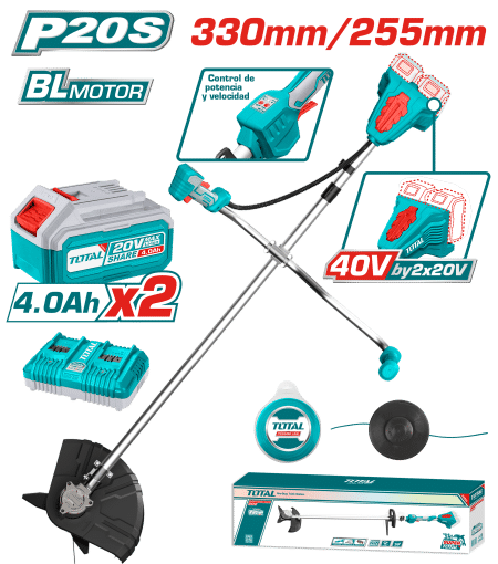 GUADAÑA LI-ION 40V 0-7500/MIN CUT:330MM 2.0MM LINEA INDUSTRIAL 2X4.0AH