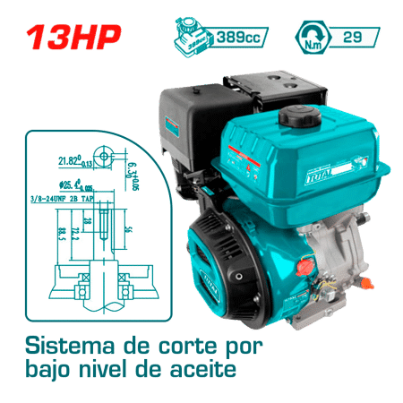MOTOR GASOLINERO 13HP 29NM 4TIEMPOS OHV INDUSTRIAL