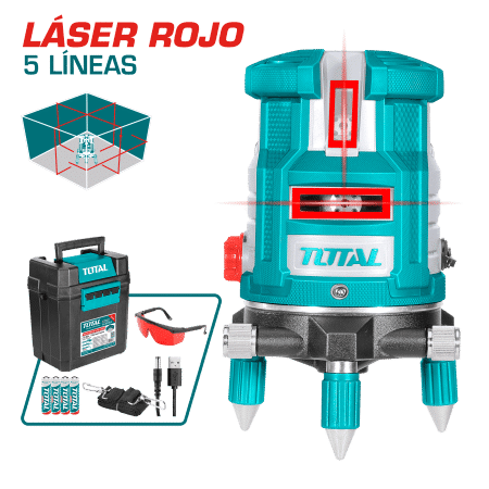 NIVEL LASER 0-30M 5 LINEAS PRECISION 1MM ROJO INDUSTRIAL