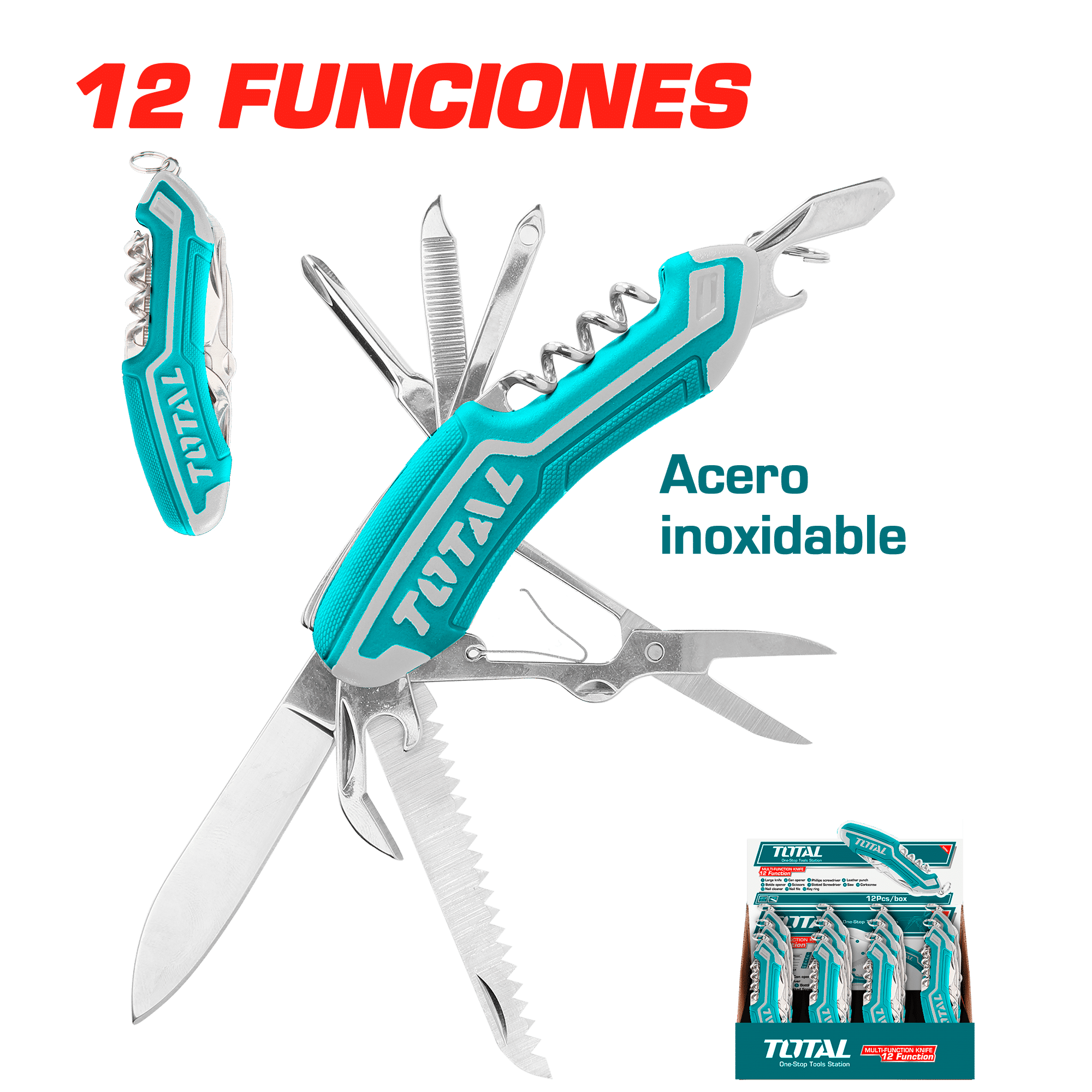 CUCHILLO 12 FUNCIONES MANGO SUAVE 9.5CM