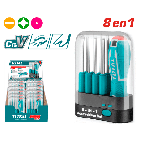 SET DESTORNILLADORES PRECISION 8EN1 9PCS INTER. CR.V  MAG. ESTUCHE INDUSTRIAL