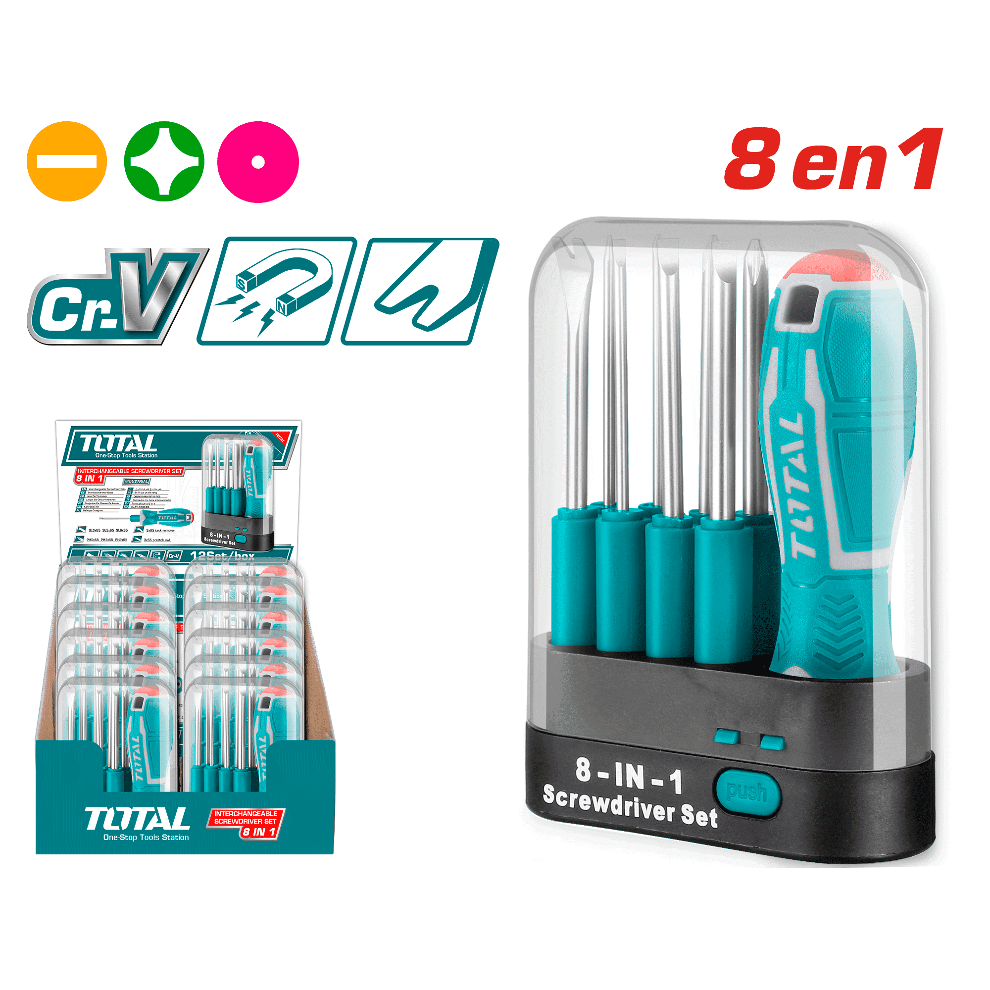 SET DESTORNILLADORES PRECISION 8EN1 9PCS INTER. CR.V  MAG. ESTUCHE INDUSTRIAL