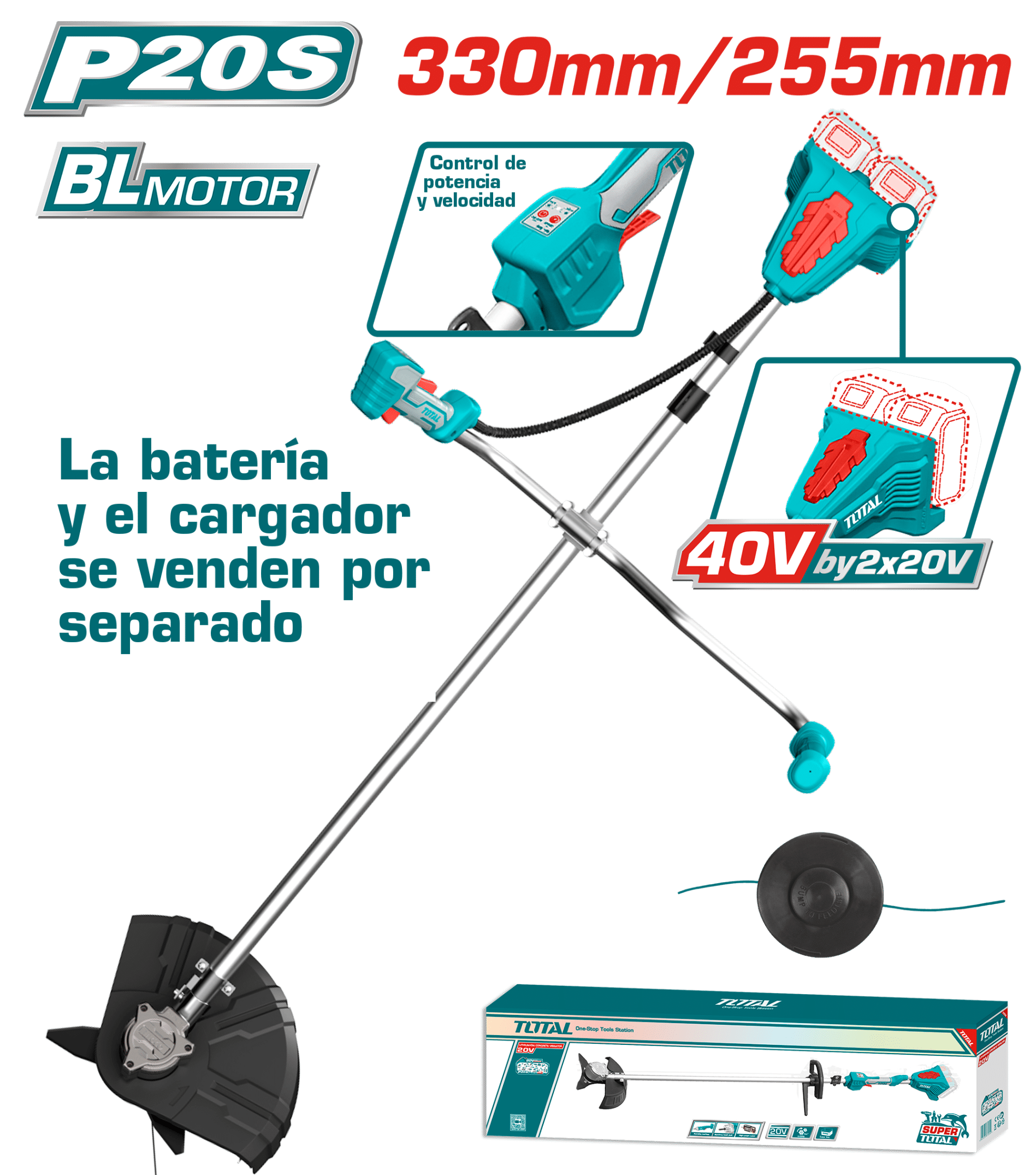 GUADAÑA LI-ION 40V 0-7500/MIN CUT:330MM 2.0MM LINEA INDUSTRIAL