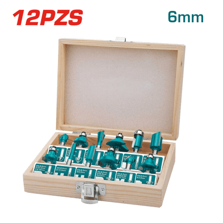 SET DE PUNTAS PARA RUTEADORA 06MM 12PZS/SET CAJA MADERA