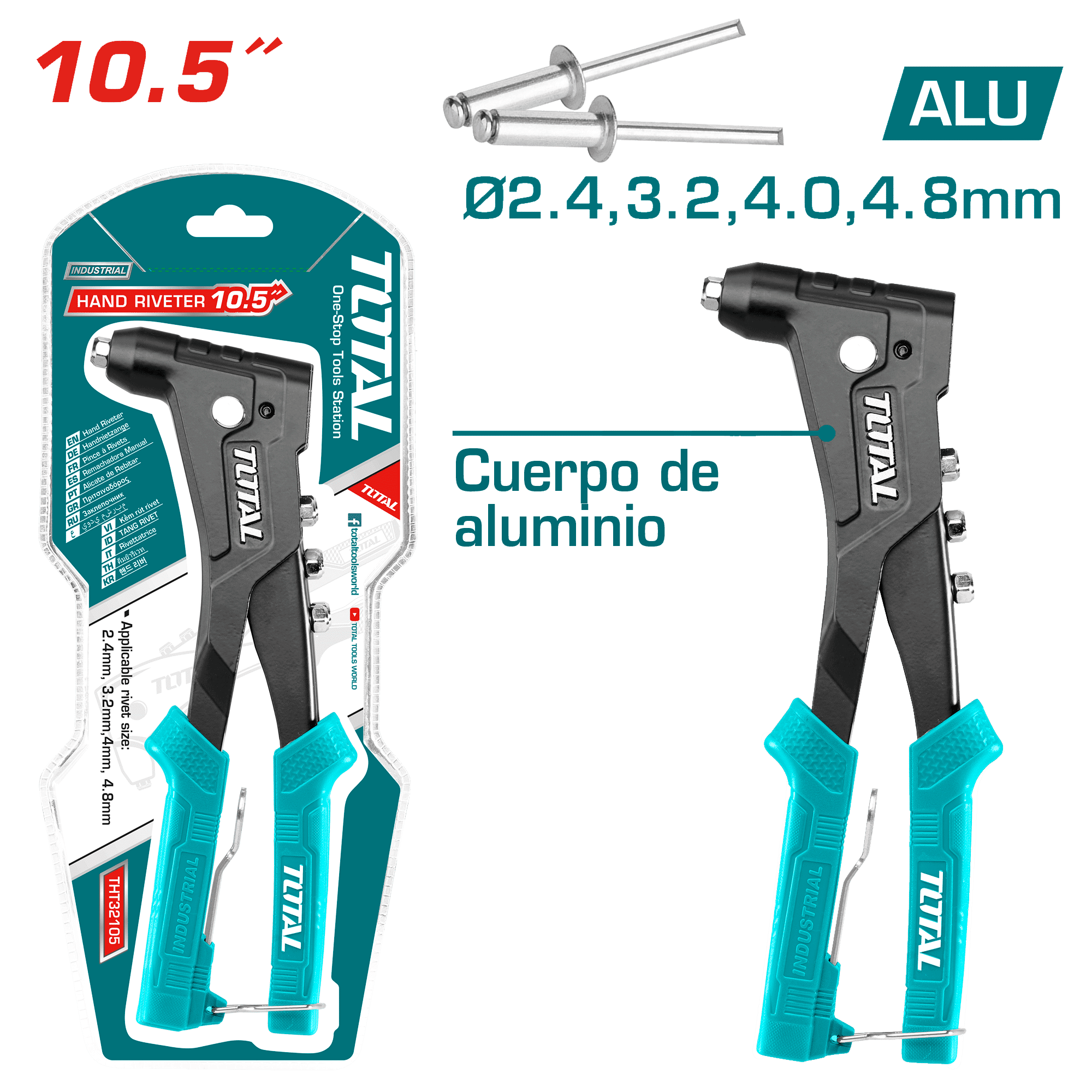 REMACHADORA ALUMINIO 10.5PULG 2.4/3.2/4.0/4.8MM REM.AL INDUSTRIAL