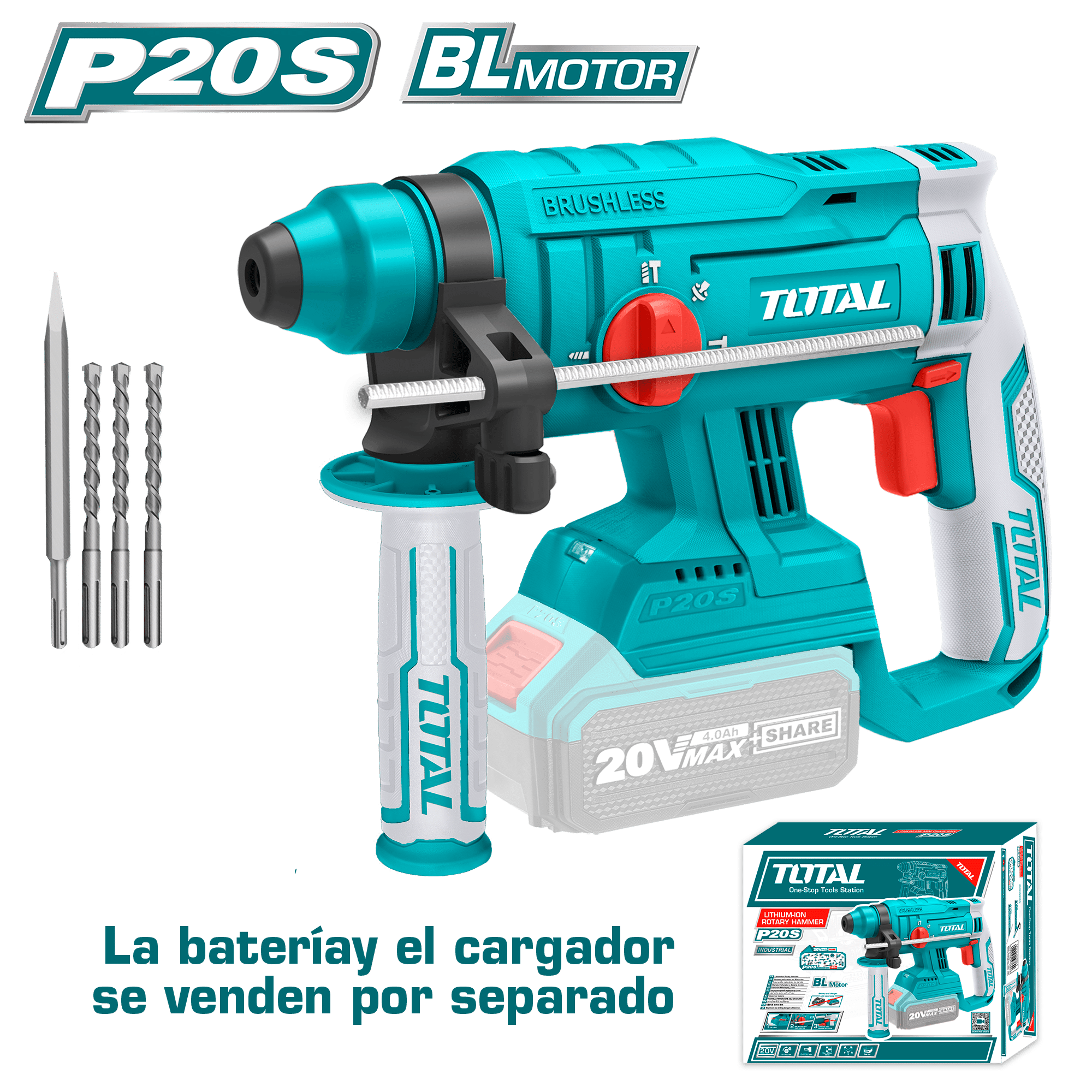 ROTOMARTILLO SDS+ 22MM  20V 2.0J 0-4700BPM BRUSHLESS SIN BATERIA INDUSTRIAL