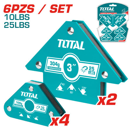 SET SUJETADORES MAGNÉTICOS P/SOLDAR 6PCS 10/25LBS