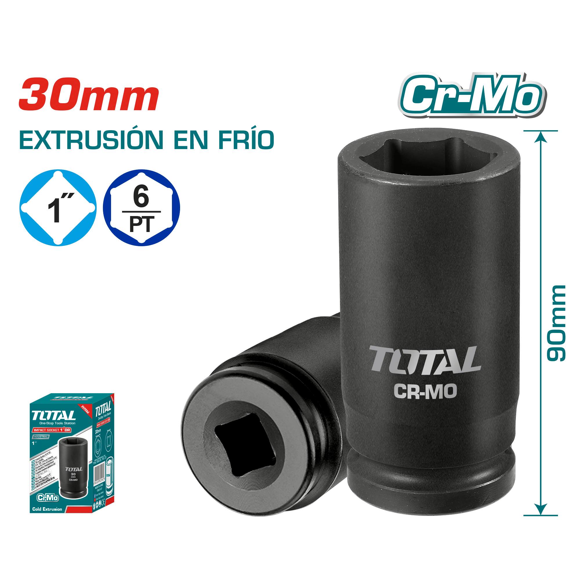 SOCKET IMPACTO DR 1 PULG 30X90MM CRMO INDUSTRIAL