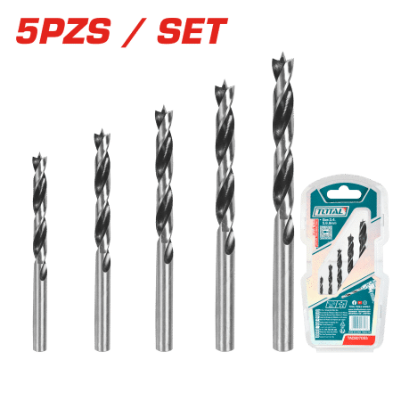 SET DE BROCAS P/MADERA 5PZS DIA 3-8MM