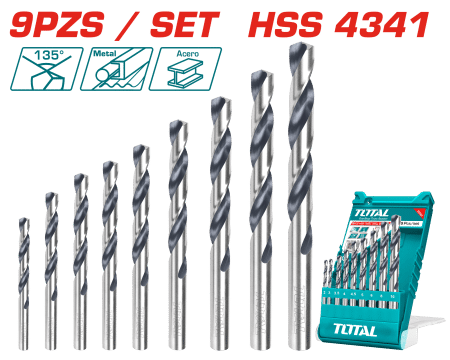 SET DE BROCAS HSS 09PCS EN ESTUCHE