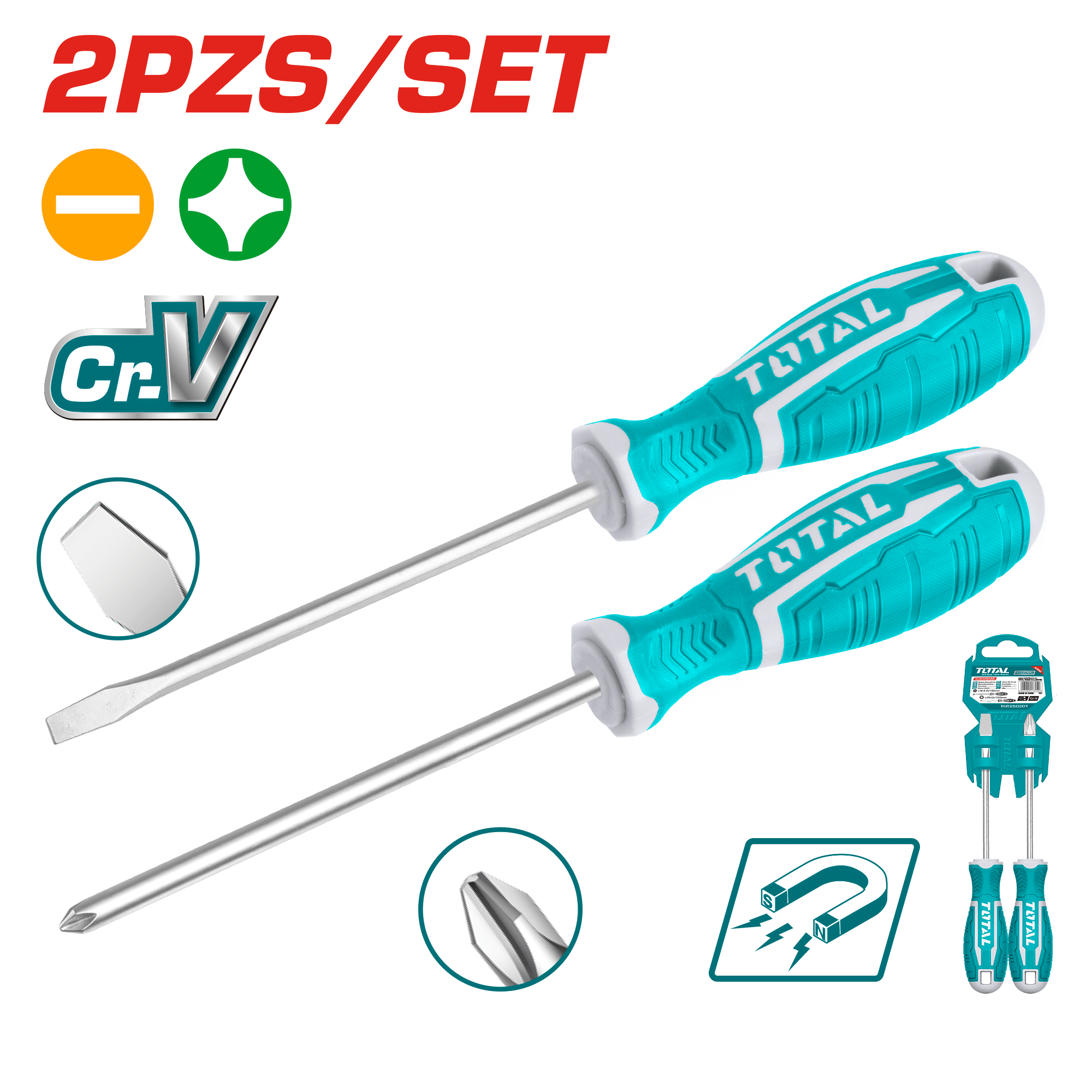 SET DESTORNILLADORES 2PCS CR.V SL6.5+PH2 125MM MAG.