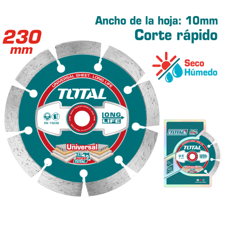 DISCO DIAMANTADO SEGMENTADO 230MMX22.2MM HOJA:10MM HUMEDO/SECO