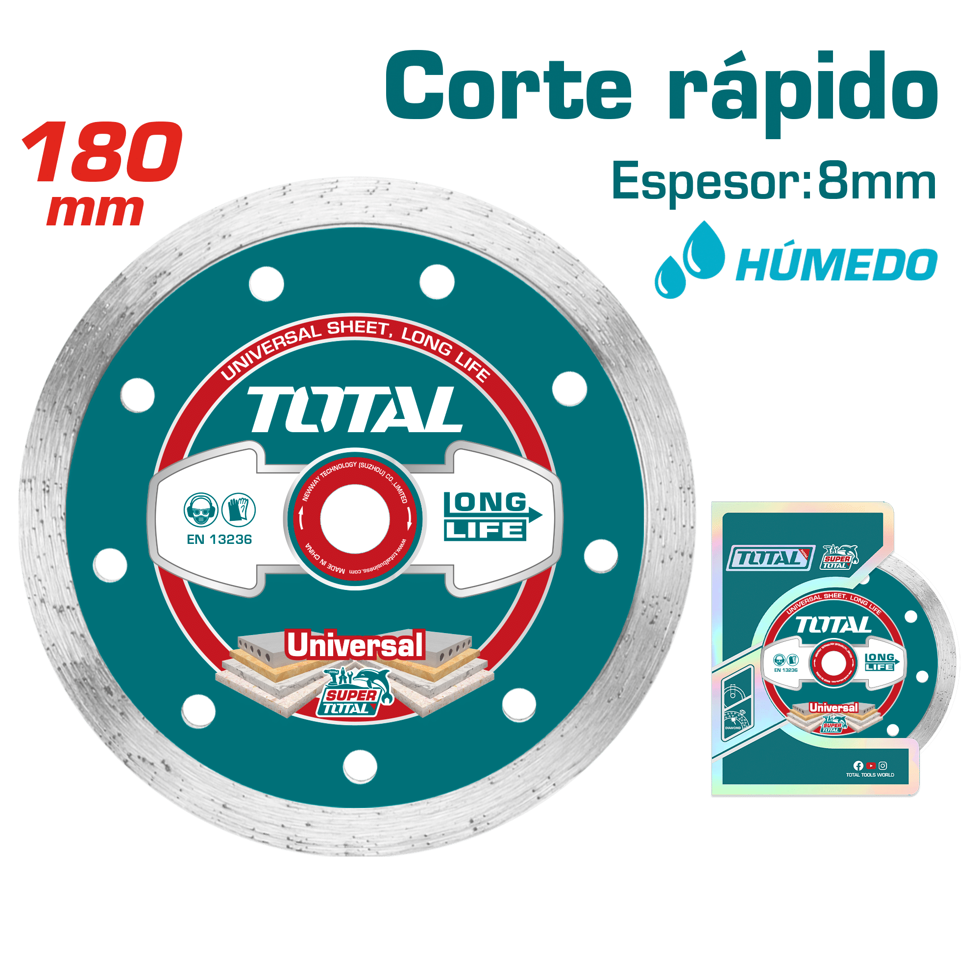 DISCO DIAMANTADO CONTINUO 7.0'' (180X22.2MM) HOJA: 8MM HUMEDO