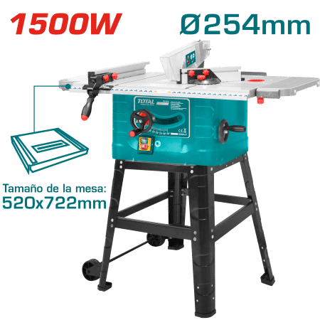 SIERRA DE MESA 1500W 4500RPM HOJA D:254X16MM AREA 725X490MM INDUSTRIAL