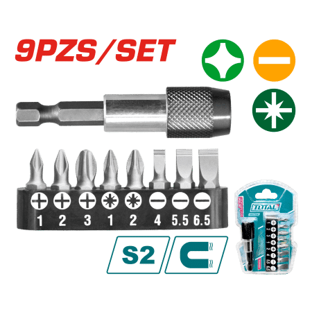 SET PORTA PUNTAS 1/4'' 60MM + PUNTAS 09PZS S2 MAGNETICO