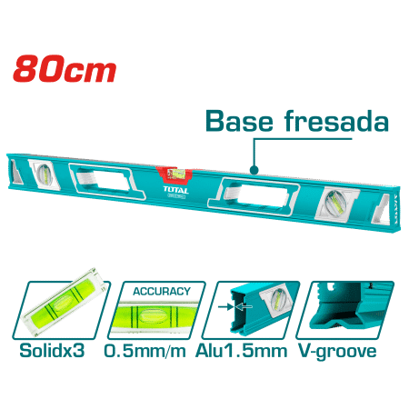 NIVEL BURBUJA 60CM B:3 1.5MM PRES:0.5MM V INDUSTRIAL