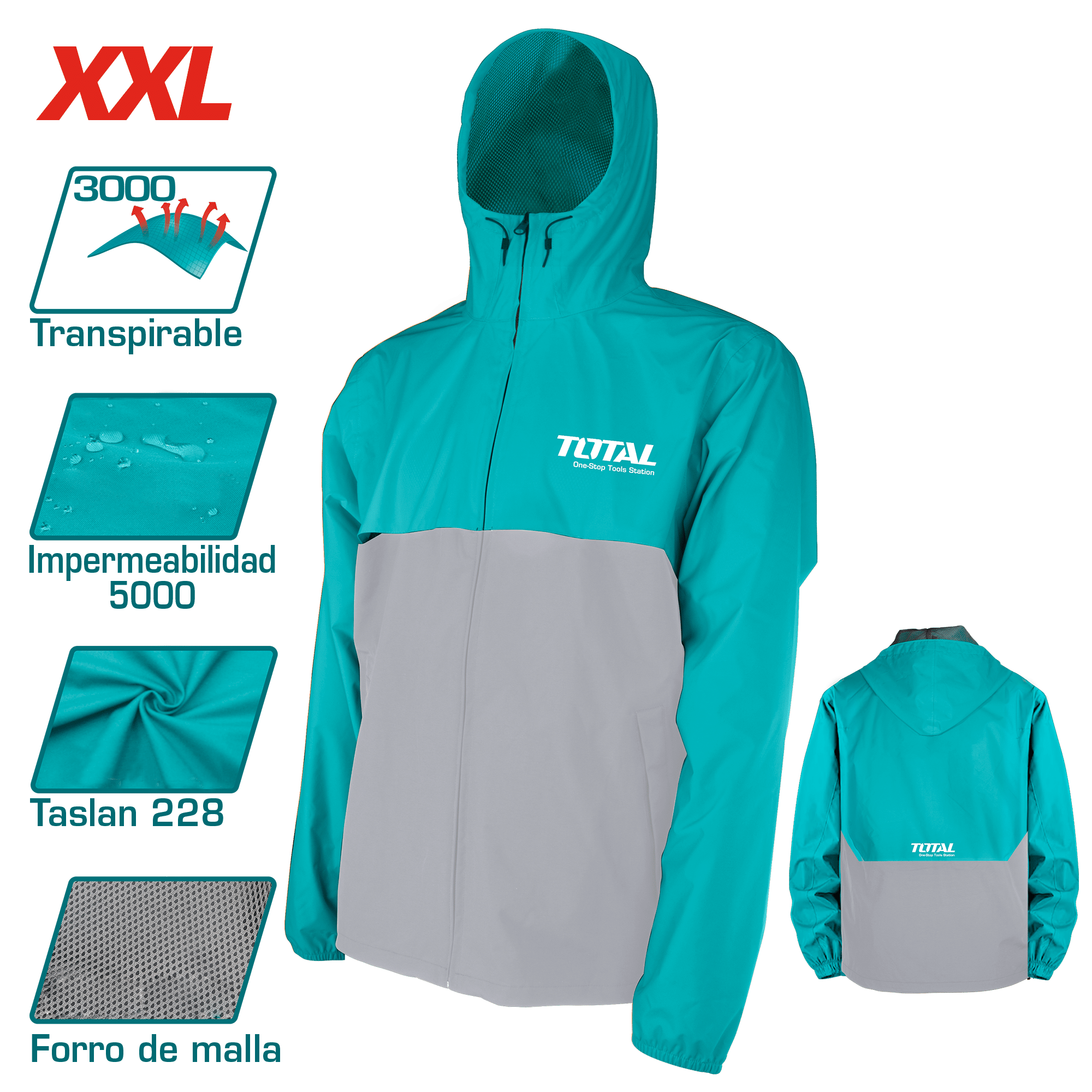 CASACA DE TRABAJO IMPERMEABLE 228 TASLAN CON MALLA TALLA XXL