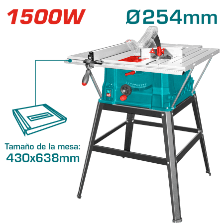 SIERRA DE MESA 1500W 4500RPM HOJA 254X16MM AREA 430X638MM C/EXT