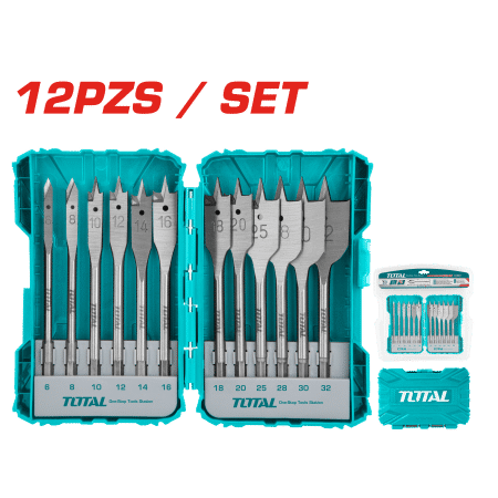 SET DE BROCAS PLANAS PARA MADERA 1/4'' HEX 152MM 12PCS