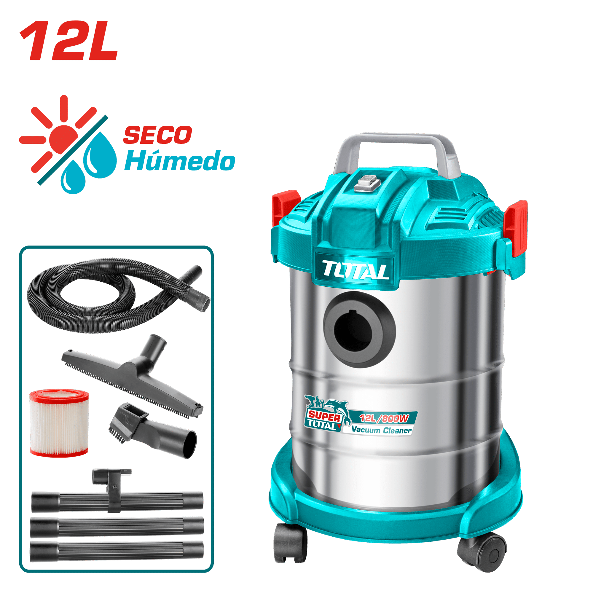 ASPIRADORA 12L 800W 1.7M3/MIN 16KPA SECO/HUMEDO