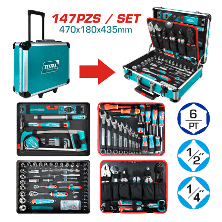SET HERRAMIENTAS 147 PZS MALETA DE ALUMINIO INDUSTRIAL